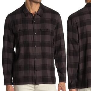 NWT Baldwin men’s black plaid button down shirt